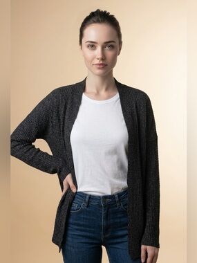 American Eagle Outfitters Charcoal Open-Front Cardigan